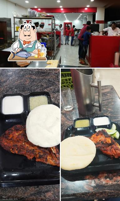 Grilled salmon at Abad food Court