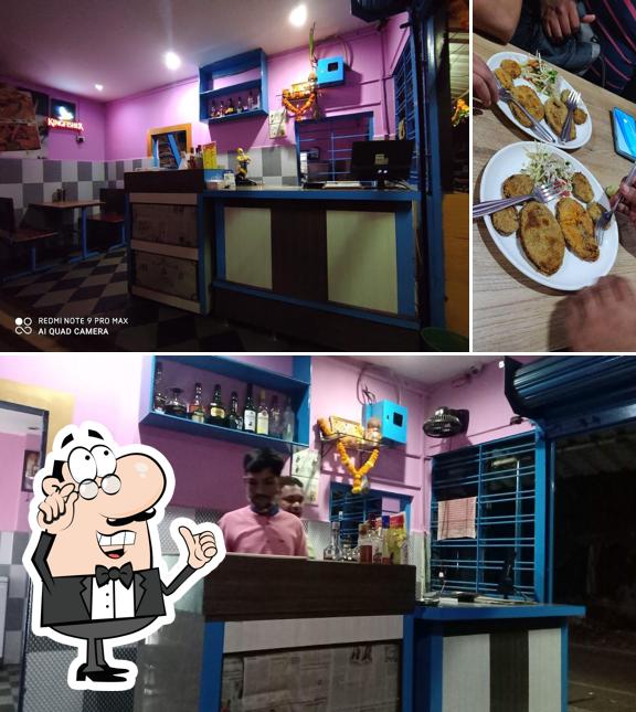 The restaurant's interior and food