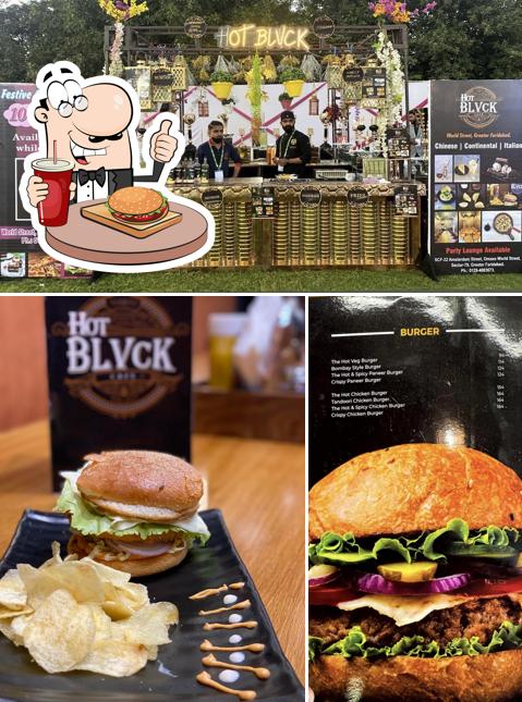 Order a burger at HOT BLACK CAFE