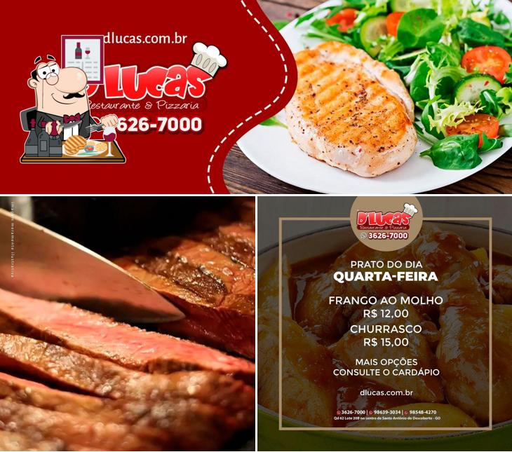 D'Lucas Restaurante e Pizzaria serve refeições de carne