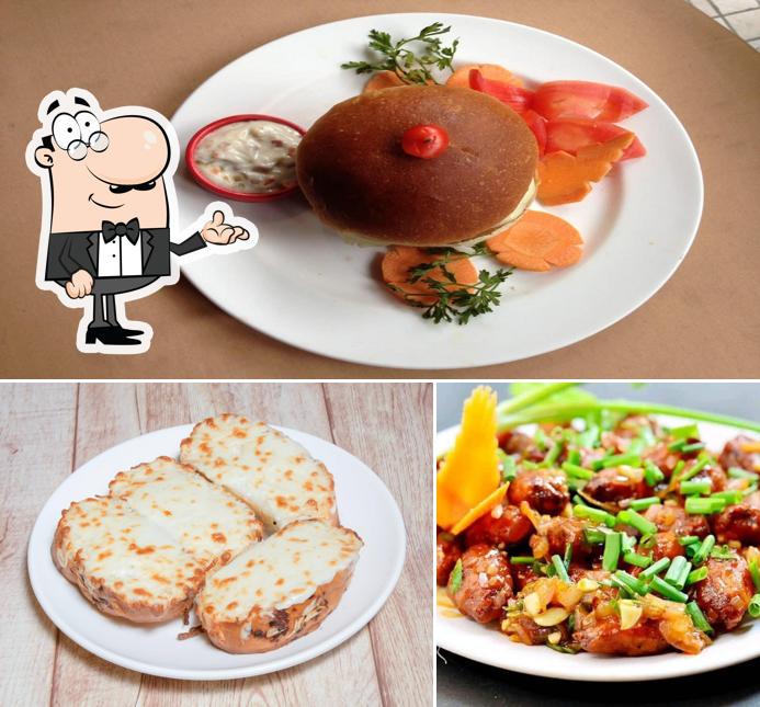 The image of interior and food at Raasta Cafe