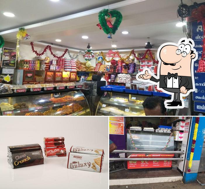 The interior of Aryaas Sweets & Bakery