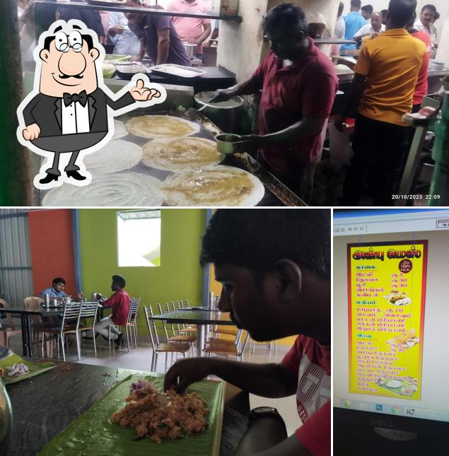 Take a look at the photo displaying interior and food at ANBU MESS