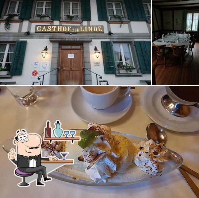 La immagine di interni e cibo da Landgasthof zur Linde
