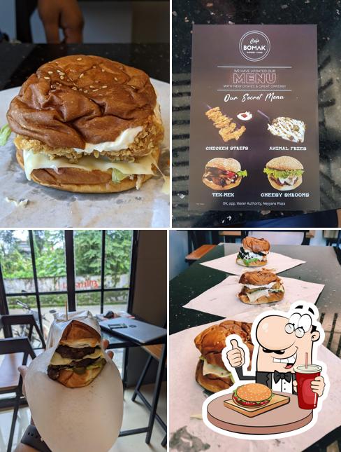 Get a burger at CAFE BOMAK