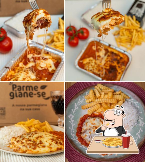 Batata frita em Parmegiane-se - Jardim Imperial - Delivery em Cuiabá, Parmegiana de Filé Mingon, Frango, Alcatra e Beringela