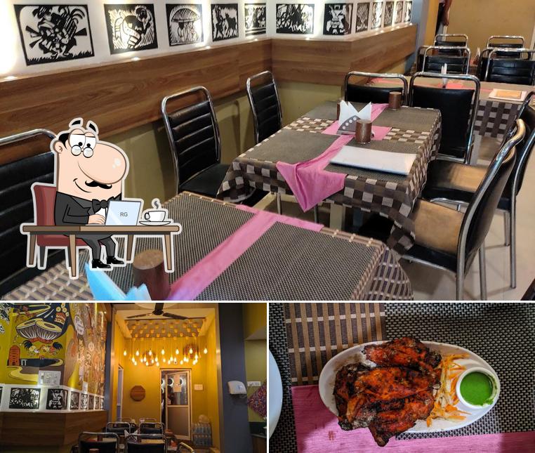 The picture of interior and food at Babumoshai Restaurant