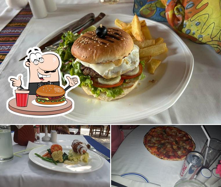 Try out a burger at Harmony Bistro