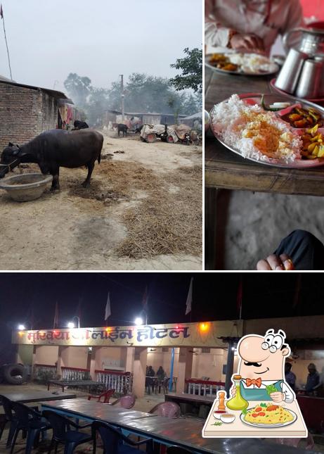This is the picture depicting food and interior at Mukiya Jii Line Hotel