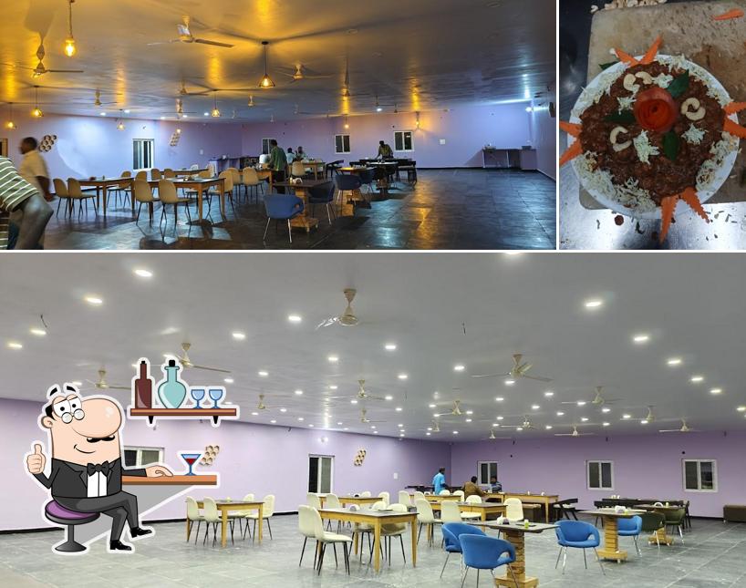 The restaurant's interior and food