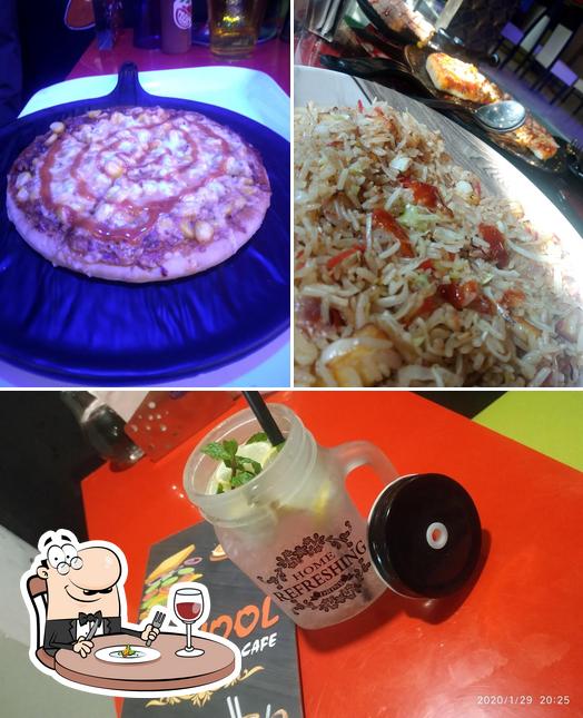 Among different things one can find food and beverage at SCHOOL THE CAFE