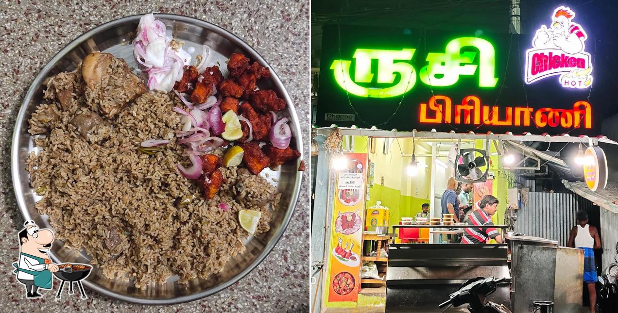 Order meat dishes at Rusi briyani