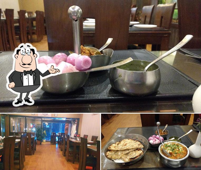 Among various things one can find interior and food at New chicken inn