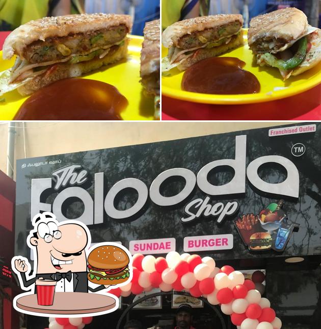 Get a burger at The Falooda shop