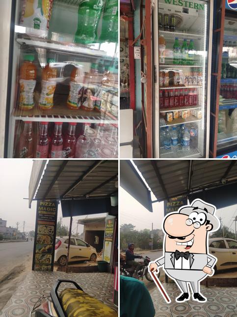The picture of exterior and interior at Pizza Magic