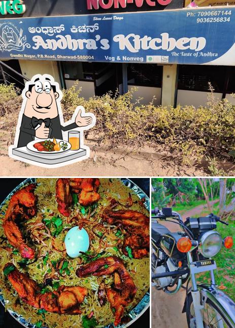 The image of Andhra's kitchen’s food and exterior