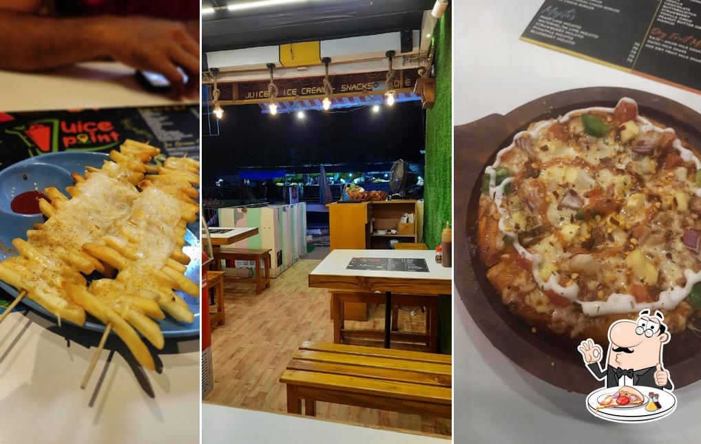 Try out pizza at Juice point