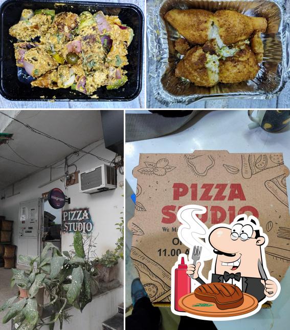 Pizza studio provides meat dishes