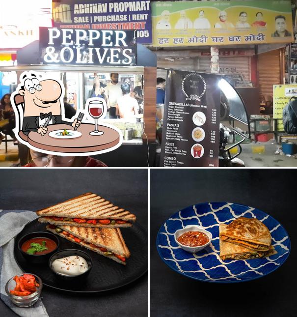 The picture of food and interior at Pepper & Olives