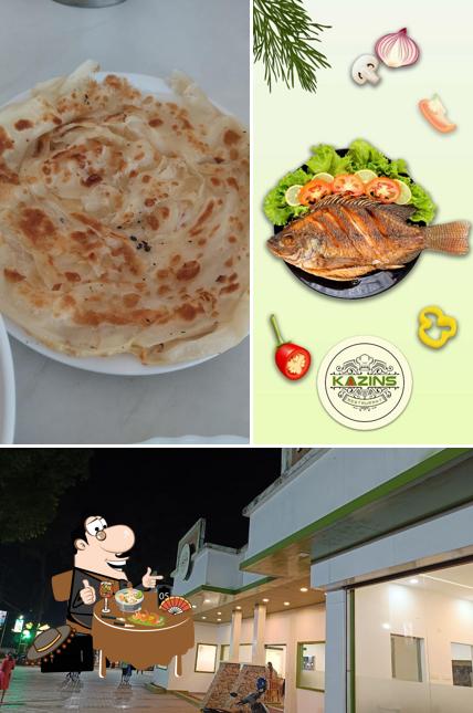 This is the image showing food and exterior at Kazins Restaurant