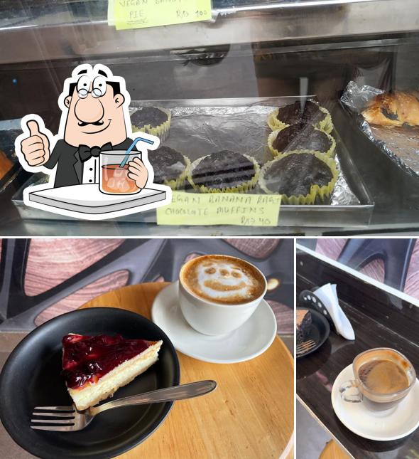 The photo of drink and food at French Bakery and Coffee Shop