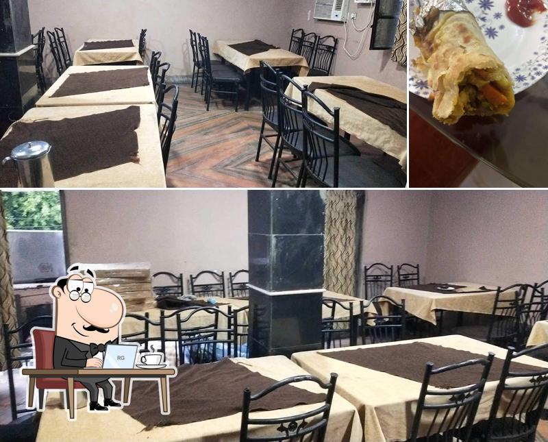 Take a look at the picture displaying interior and food at La-Piazza Restaurant