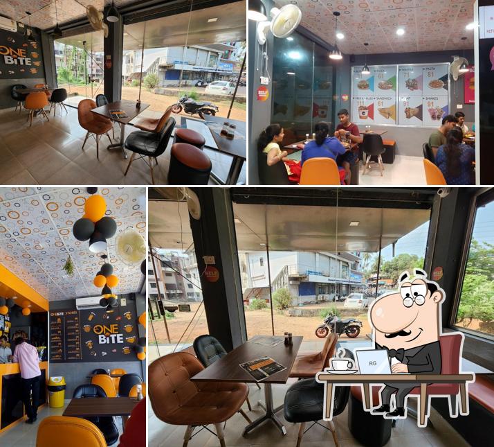 The interior of One Bite Kudal Best family fastfood restaurant