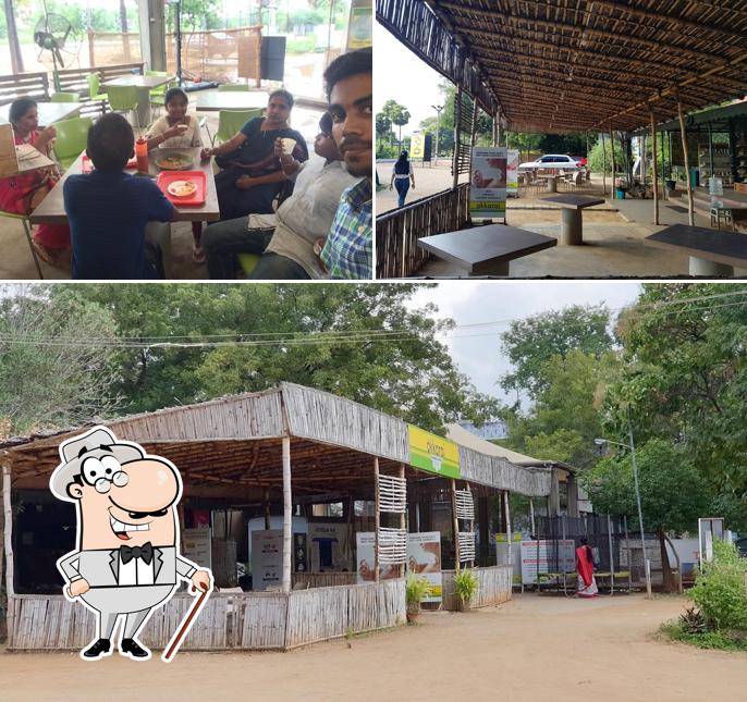 Among different things one can find exterior and dining table at Thinnai Relax & Recharge