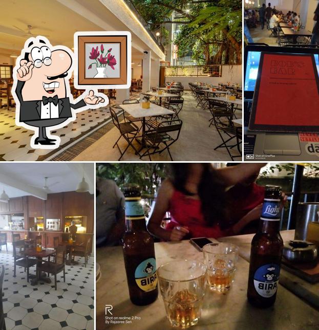 Take a seat at one of the tables at Bob's Bar