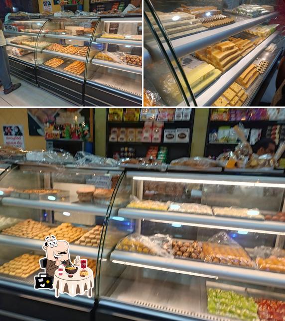 The picture of food and interior at Mayura Bakery's