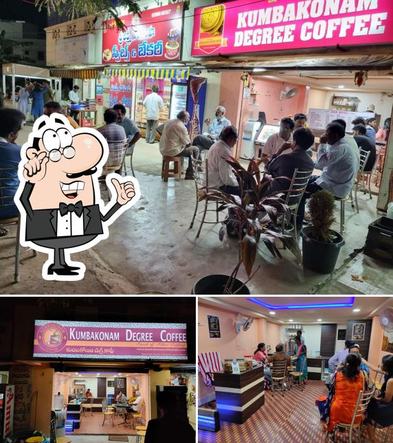 Take a seat at one of the tables at ONV - KUMBAKONAM DEGREE COFFEE