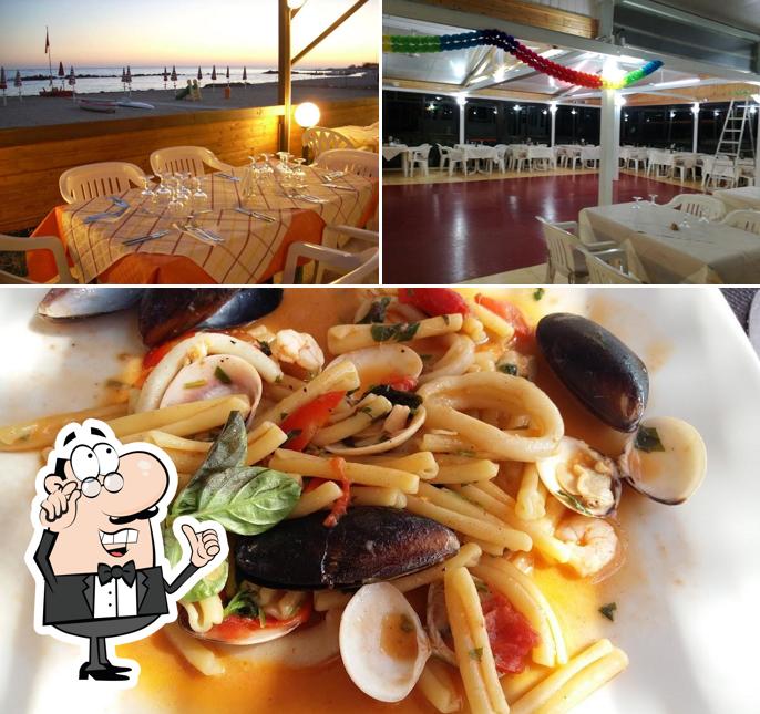 Dai un’occhiata alla immagine che presenta la interni e cibo di Ristorante Resort Neptunbar