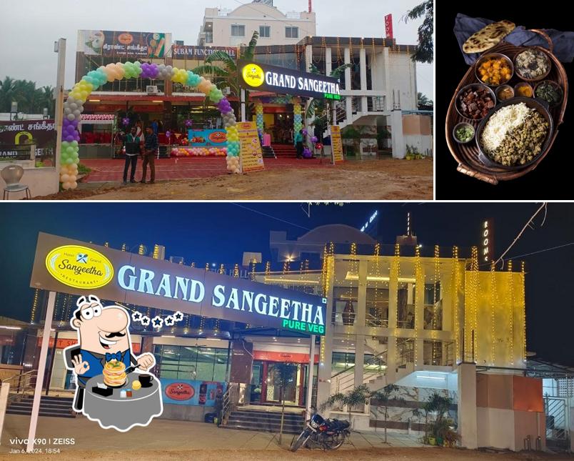 The picture of food and exterior at Hotel Grand Sangeetha Ambur