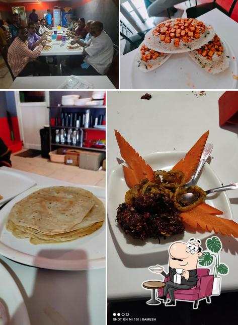 Among different things one can find interior and food at ORANGE RESTAURANT