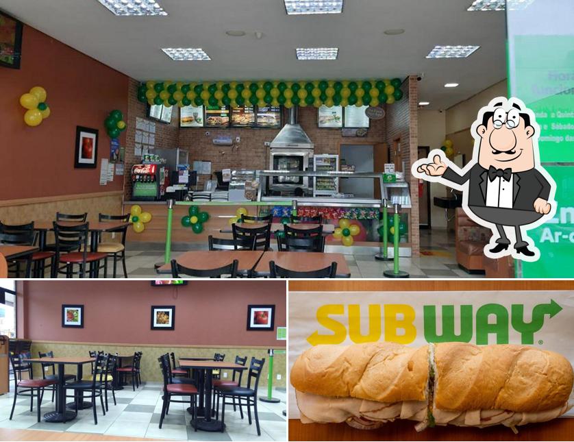 A foto da interior e comida no Subway