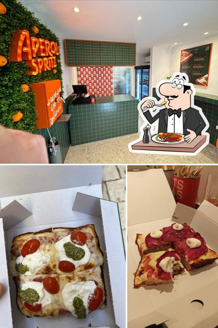 Questa è la immagine che raffigura la cibo e interni di The Square Pizza Society