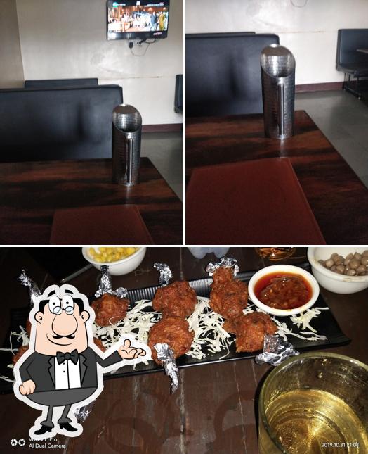 The restaurant's interior and food