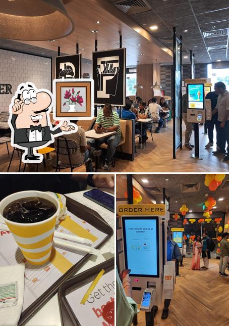 The photo of interior and beverage at McDonald's