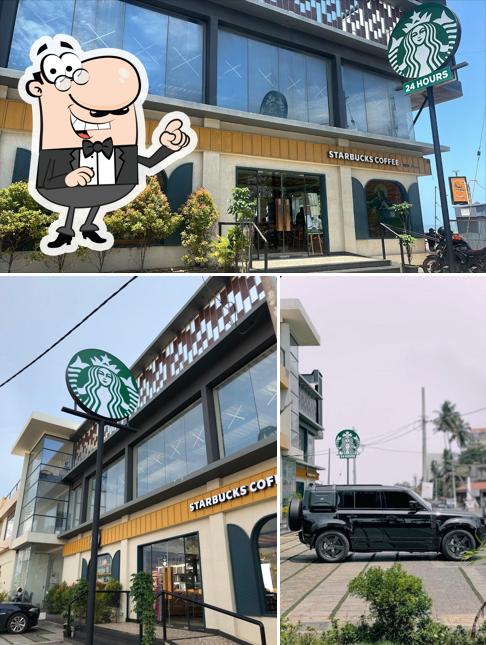 The exterior of Starbucks