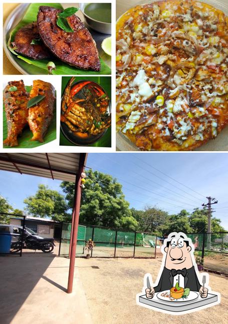 Among different things one can find food and play area at Omega Sea Foods
