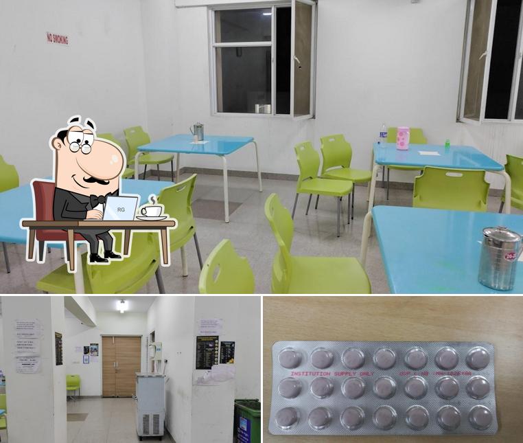 The restaurant's interior and food