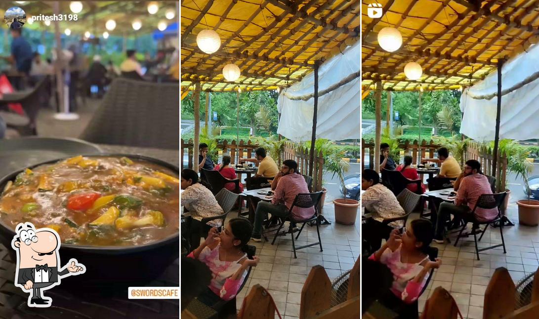 Take a seat at one of the tables at Swords cafe