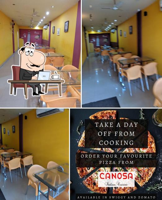 Take a seat at one of the tables at Canosa