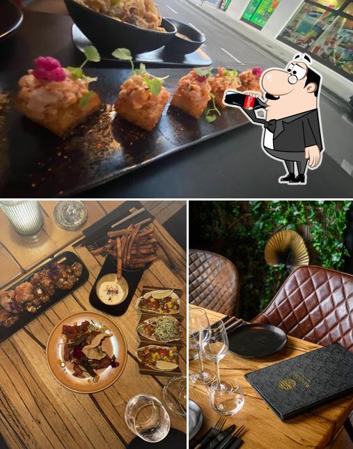 Questa è la foto che mostra la bevanda e cibo di Le Pandore