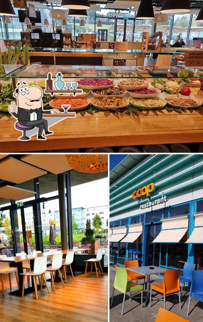 Questa è la immagine che raffigura la interni e cibo di Coop Restaurant Uzwil