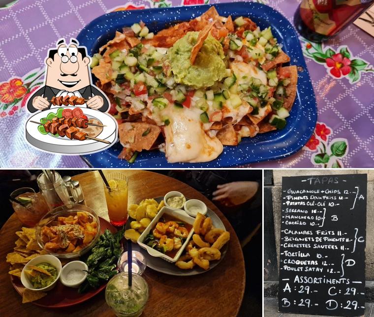Tra le diverse cose da Olé-Olé si possono trovare la cibo e lavagna