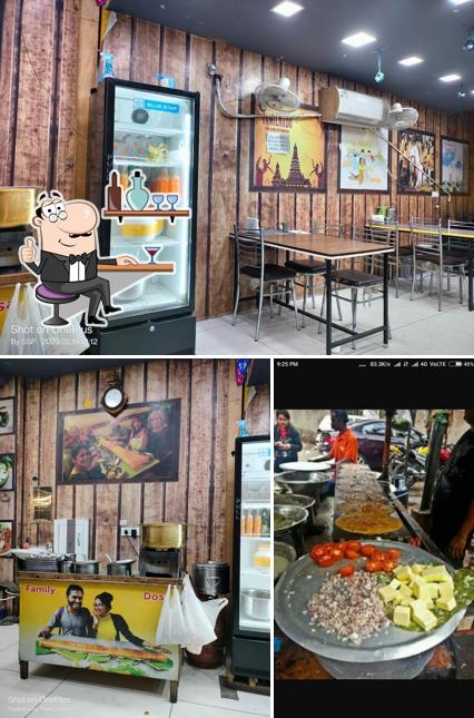 The restaurant's interior and food