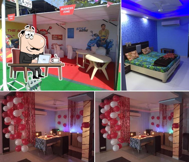 Take a seat at one of the tables at Hotel Gangotri