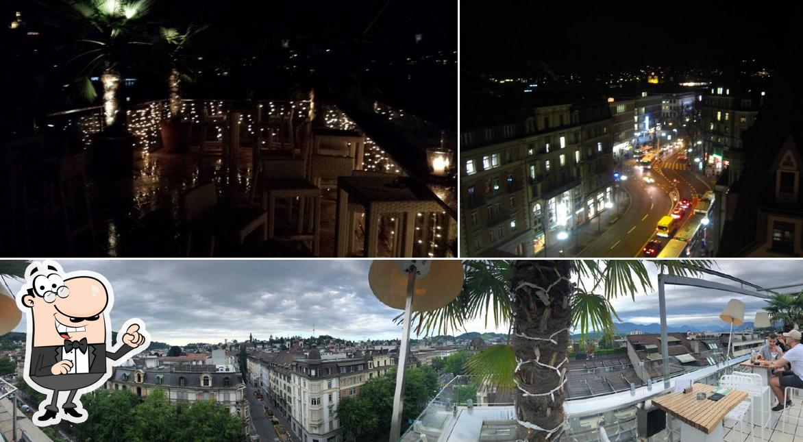 Goditi la vista dall'area esterna di Penthouse Roof Top Bar – 360° View