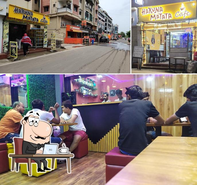 This is the picture depicting interior and exterior at Hakuna Matata cafe